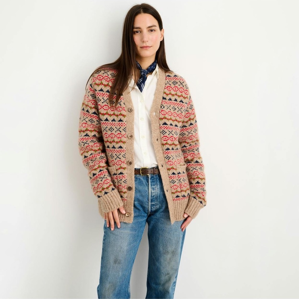 ALEX MILL Fair Isle Cardigan Sweater Size Small S